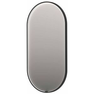 INK SP28 spiegel - 40x4x80cm ovaal in stalen kader incl dir LED - verwarming - color changing - dimbaar en schakelaar - mat zwart 8409400