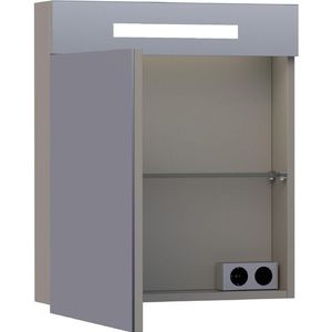 BRAUER 2.0 Spiegelkast - 60x70x15cm - verlichting geintegreerd - 1 linksdraaiende spiegeldeur - MDF - mat taupe 7298