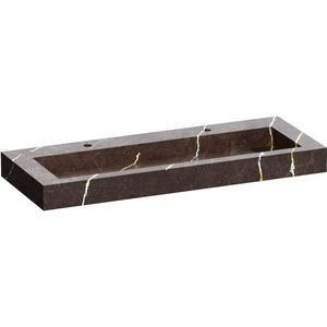 BRAUER Artificial Marble Meubelwastafel - 120x46x10 - Zonder overloop - 1 wasbak - 2 kraangaten - composiet - Copper Brown WT-AM120-12CB