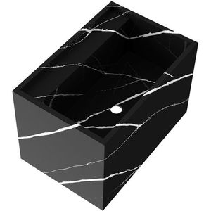 BRAUER Cube Meubelwastafel - 60x46x40 - Zonder overloop - 1 wasbak - zonder kraangat - composiet - nero marquina WT-MC600NE