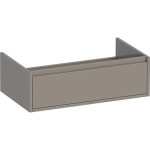 BRAUER Thin Wastafelonderkast - 80x46x25cm - 1 greeploos lade - 1 sifonuitsparing - MDF - hoogglans taupe 1752