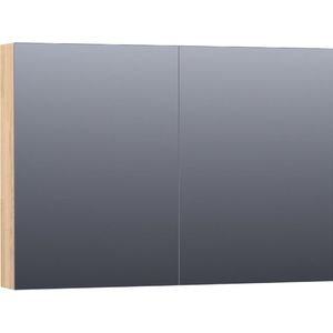 BRAUER Plain Spiegelkast - 100x70x15cm - 2 links/rechtsdraaiende spiegeldeuren - hout - grey oak SK-PL100GO
