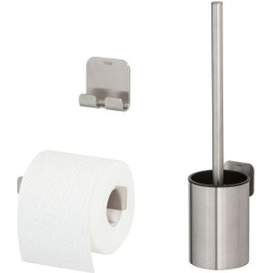 Tiger Colar Toiletaccessoireset Toiletborstel met houder Toiletrolhouder met planchet Handdoekhaak – RVS geborsteld 1314400901