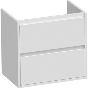 BRAUER New Future Small Wastafelonderkast - 60x39x55cm - 2 greeploze softclose lades - 1 sifonuitsparing - MDF - hoogglans wit 1154