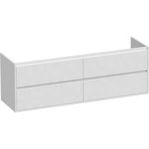 BRAUER New Future Wastafelonderkast - 160x46x55cm - 4 greeploze softclose lades - 2 sifonuitsparingen - MDF - hoogglans wit 10612