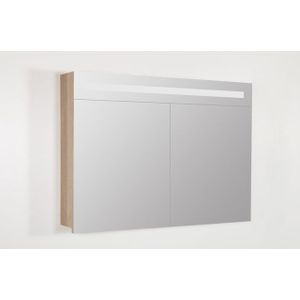 BRAUER 2.0 Spiegelkast - 100x70x15cm - verlichting geintegreerd - 2 links- en rechtsdraaiende spiegeldeuren - MFC - legno calore 7258