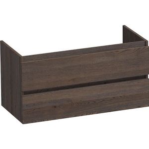 Saniclass Solution Wastafelonderkast - 100x46x50cm - 2 softclose greeploze lades - 1 sifonuitsparing - hout - black oak OK-MES100BO