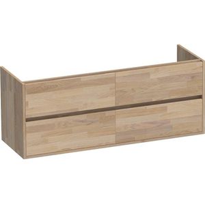 BRAUER Nexxt Wastafelonderkast - 140x46x55cm - 4 greeploze softclose lades - 2 sifonuitsparingen - hout - grey oak OK-NWN140GO