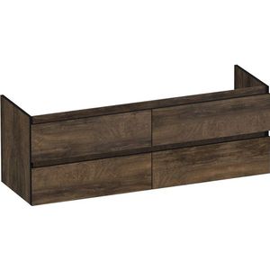 BRAUER SolutionPlus Wastafelonderkast - 140x46x50cm - 4 softclose greeploze lades - 2 sifonuitsparing - MFC - burned bark OK-SP140BB