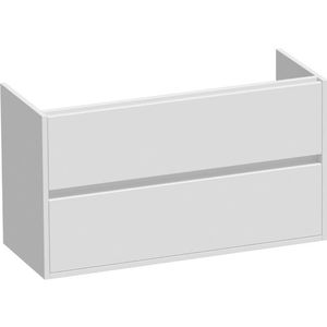 BRAUER Nexxt Small Wastafelonderkast - 100x39x55cm - 2 greeploze softclose lades - 1 sifonuitsparing - MDF - mat wit 1252