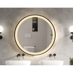 Saniclass Lonato badkamerspiegel – Spiegel – Met verlichting – 80cm – Mat zwart
