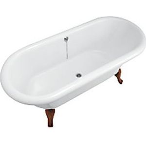 Villeroy & Boch Hommage bad 177x77cm quaryl vrijstaand ovaal met houten poten wit UBQ180HOM700V01