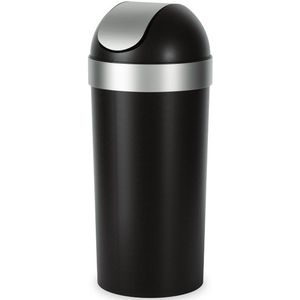 Umbra Venti Afvalbak - 37x37x89cm - 62 liter - zwenkdeksel - zwart/nikkel 1022664-047