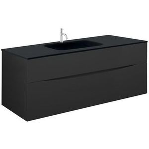 Crosswater Glide II Badmeubelset - 100x45x52cm - 2 lades - greeploos - wastafel midnight black - 1 kraangat - mat zwart SW670223 SW670227