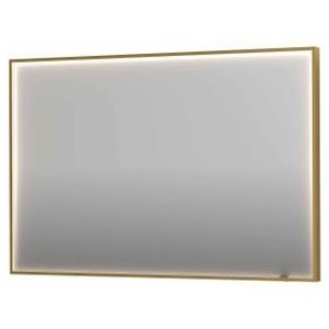 INK SP19 spiegel - 120x4x80cm rechthoek in stalen kader incl dir LED - verwarming - color changing - dimbaar en schakelaar - geborsteld mat goud 8409077
