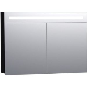 BRAUER Double Face Spiegelkast - 100x70x15cm - verlichting - geintegreerd - 2 links- rechtsdraaiende spiegeldeur - MDF - hoogglans zwart 7540