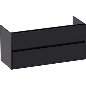 BRAUER Nexxt Wastafelonderkast - 120x46x55cm - 2 greeploze softclose lades - 2 sifonuitsparingen - MFC - black wood 1425