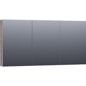 BRAUER Plain Spiegelkast - 140x70x15cm - 3 links- en rechtsdraaiende spiegeldeuren MFC - grey Canyon SK-PL140GC