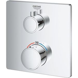 Grohe Grohtherm Inbouwthermostaat - 2 knoppen - zonder omstel - rechthoekig - chroom 24078000