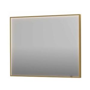 INK SP19 spiegel - 100x4x80cm rechthoek in stalen kader incl dir LED - verwarming - color changing - dimbaar en schakelaar - geborsteld mat goud 8409067