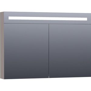 BRAUER Double Face Spiegelkast - 100x70x15cm - verlichting - geintegreerd - 2 links- rechtsdraaiende spiegeldeur - MDF - mat taupe 7353