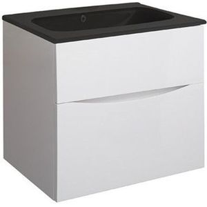 Crosswater Glide II Badmeubelset - 60x45x52cm - 2 lades - greeploos - white gloss - wastafel - midnight black SW876184 SW876187