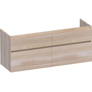 BRAUER Advance Wastafelonderkast - 140x46x60cm - 4 softclose greeploze lades - 2 sifonuitsparingen - en doorlopende lamellen - geborsteld hout - white oak OK-MEA140WO