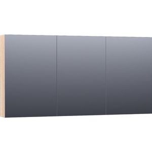 Saniclass Plain Spiegelkast - 140x70x15cm - 3 links- en rechtsdraaiende spiegeldeuren hout - white oak SK-PL140WO
