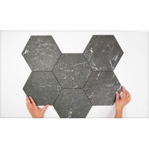 Fap Ceramiche wand- en vloertegel - 21.6x25cm - 9mm - Zeshoek - Marmerlook - antraciet mat SW07311425