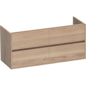 Saniclass Nexxt Wastafelonderkast - 120x46x55cm - 4 greeploze softclose lades - 2 sifonuitsparingen - hout - Smoked oak 1074SOG