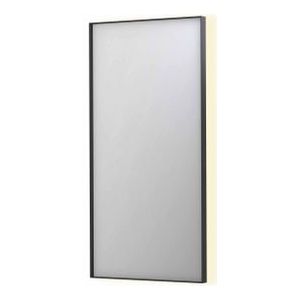 INK SP32 spiegel - 50x4x100cm rechthoek in stalen kader incl indir LED - verwarming - color changing - dimbaar en schakelaar - mat zwart 8410010