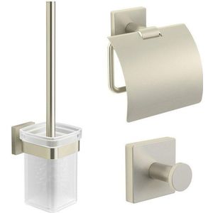 Royal Plaza Robinia toiletset met haak closetrol en borstelhouder geborsteld nikkel 49078