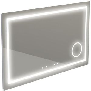 Thebalux Type I spiegel 120x75cm Rechthoek met verlichting, bluetooth en spiegelverwarming incl vergrotende spiegel led aluminium 4SP120020