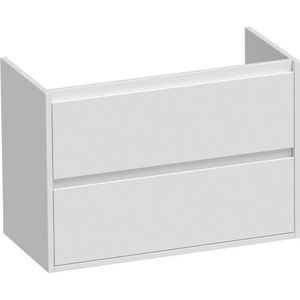 BRAUER New Future Small Wastafelonderkast - 80x39x55cm - 2 greeploze softclose lades - 1 sifonuitsparing - MDF - hoogglans wit 1155