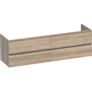 BRAUER Solution Wastafelonderkast - 160x46x50cm - 4 softclose greeploze lades - 2 sifonuitsparing - MFC - legno calore 1887