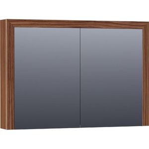 Saniclass Walnut wood Spiegelkast - 100x70x15cm - 2 links/rechtsdraaiende Spiegeldeuren - hout -natural walnut SK-WW100NWA