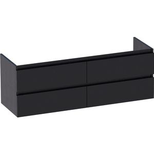 BRAUER Solution Wastafelonderkast - 140x46x50cm - 4 softclose greeploze lades - 2 sifonuitsparing - MFC - black wood 1934