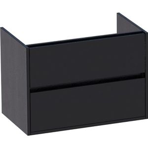 BRAUER Nexxt Wastafelonderkast - 80x46x55cm - 2 greeploze softclose lades - 1 sifonuitsparing - MFC - black wood 1418