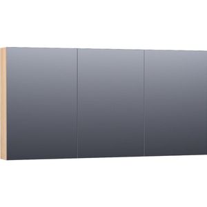 Saniclass Plain Spiegelkast - 140x70x15cm - 3 links- en rechtsdraaiende spiegeldeuren hout - Smoked oak SK-PL140SO