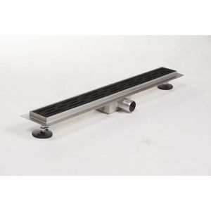 Brauer Douchegoot - 180x7x6.7cm - ondiepe vloerflens - zijuitloop - RVS - mat zwart sw6724/sw242159