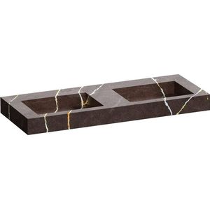 BRAUER Artificial Marble Meubelwastafel - 120x46x10 - Zonder overloop - 2 wasbakken - zonder kraangat - composiet - Copper Brown WT-AM120-20CB