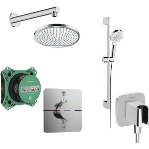 Hansgrohe Showerselect Doucheset - inbouwdeel - thermostaatkraan - hoofddouche - douchearm - handdouchehouder - glijstang - doucheslang - chroom SW918119/SW918088/SW73203/SW651671/SW773896/SW7321