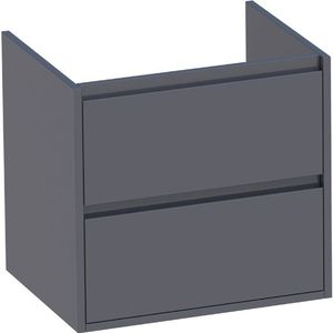 BRAUER New Future Wastafelonderkast - 60x46x55cm - 2 greeploze softclose lades - 1 sifonuitsparing - MDF - hoogglans grijs 1180