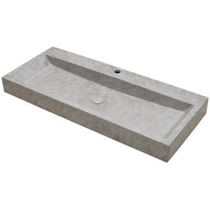 Ideavit Zen Wastafel 100x42x10cm rechthoek 1 kraangat concrete beton beige 290298-D1