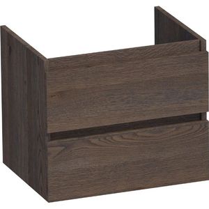 Saniclass Solution Wastafelonderkast - 60x46x50cm - 2 softclose greeploze lades - 1 sifonuitsparing - hout - black oak OK-MES60BO