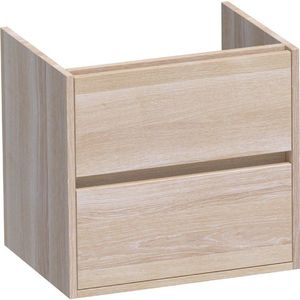 Saniclass Nexxt Wastafelonderkast - 60x46x55cm - 2 greeploze softclose lades - 1 sifonuitsparing - hout - white oak 1071WOG