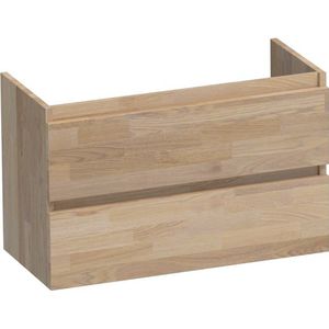 BRAUER Solution Small Wastafelonderkast - 80x39x50cm - 2 softclose greeploze lades - 1 sifonuitsparing - hout - grey oak OK-NWS80SGO