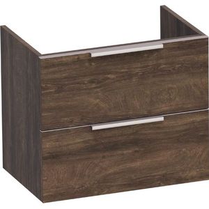 BRAUER EVO Small WastafelOnderkast - 60x39x50cm - 2 softclose lades - standaard greep - 1 sifonuitsparing - MFC - burned bark 1550