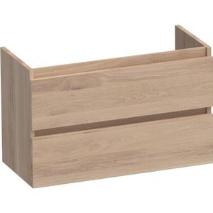 BRAUER Solution Small Wastafelonderkast - 80x39x50cm - 2 softclose greeploze lades - 1 sifonuitsparing - hout - Smoked oak OK-MES80SSO