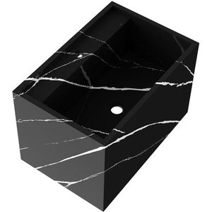 BRAUER Cube Meubelwastafel - 60x46x40 - Zonder overloop - 1 wasbak - 1 kraangat - composiet - nero marquina WT-MC601NE